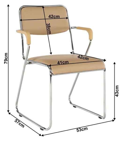 Scaun DERYA, maro, piele ecologica/metal, 53x57x79 cm