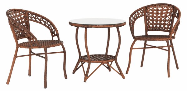 Set gradina JARUB, maro, ratan artificial/sticla securizata/metal, cu
