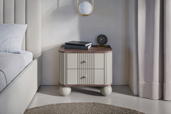 Set noptiere Vesper 56 cm - cașmir / nuc / mânere aurii picioare rotunde