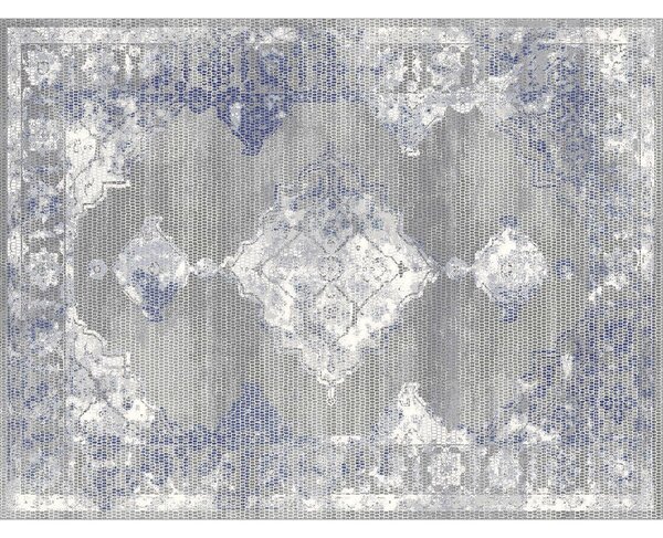 Covor AZUMI, 100x150 cm, forma dreptunghiulara, poliester/polipropilena, gri/albastru