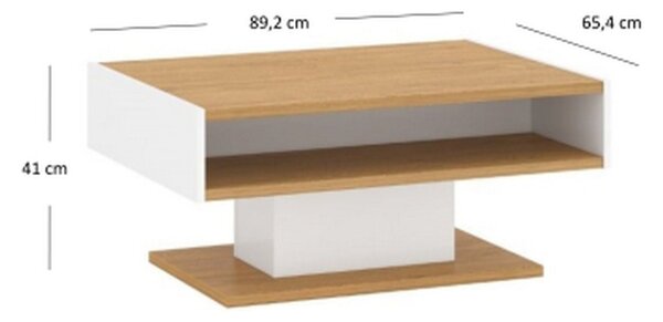 Masuta Adam, stejar/alb, MDF, 89x65x41 cm
