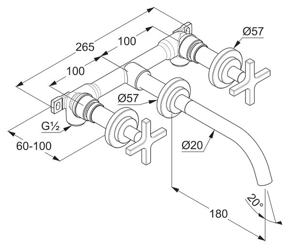 Kludi Nova Fonte baterie lavoar ascuns crom 201440520