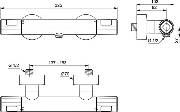 Ideal Standard Ceratherm baterie de duș perete cu termostat crom A7229AA
