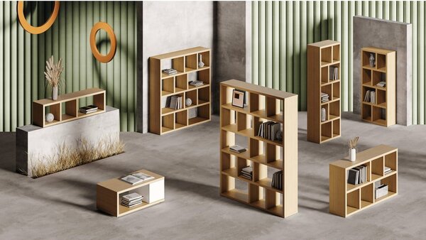 Bibliotecă în culoare naturală cu aspect de lemn de stejar 150x198 cm Berlin – TemaHome