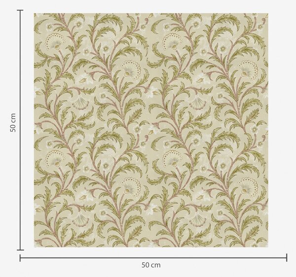 Tapet Ornament vintage cu volute și flori, bej și măslin, Tapet flori, a00574 : Uwalls.ro