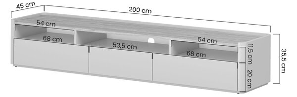 Comodă TV cu două sertare Elivo 200 cm - cașmir / stejar uleiat