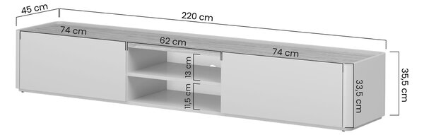 Comodă TV cu sertar Elivo 220 cm - cașmir / stejar uleiat