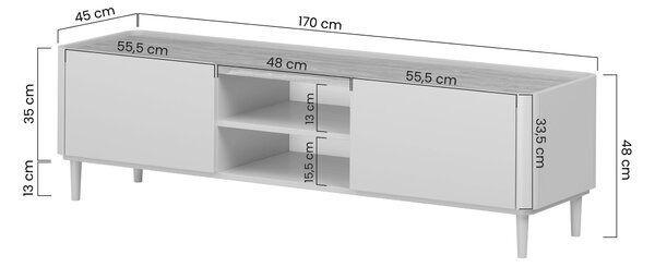 Comodă TV Elivo 170 cm pe picioare - cașmir / stejar uleiat