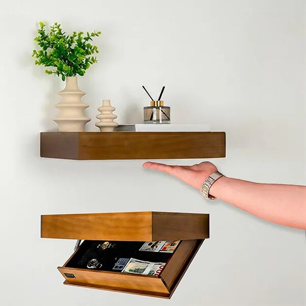 Floatshelf™ Raft De Perete Cu Compartiment Secret (53 X 17,5 X 5 Cm), Negru