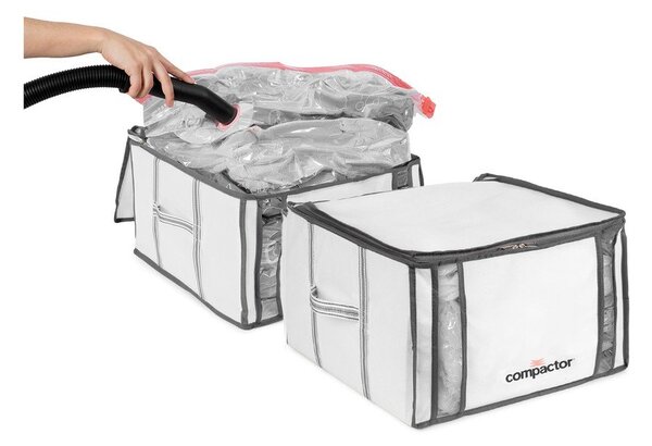 Cutii de depozitare pentru haine 2 buc. din material textil cu vacuum/cu pereți întăriți 42x25x25 cm Life – Compactor