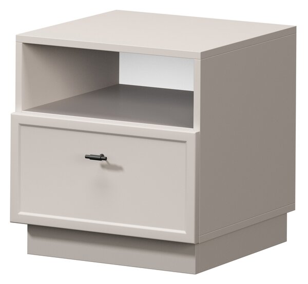 Noptieră cu sertar Lorini 45 cm - cașmir / mâner negru T-bar