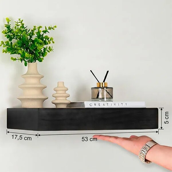 Floatshelf™ Raft De Perete Cu Compartiment Secret (53 X 17,5 X 5 Cm), Negru