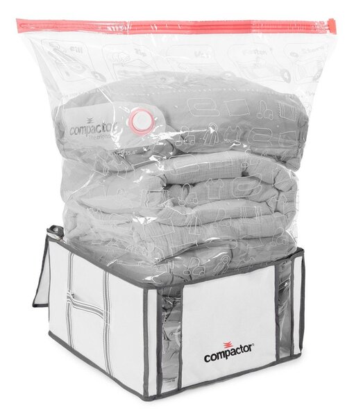 Cutii de depozitare pentru haine 2 buc. din material textil cu vacuum/cu pereți întăriți 42x25x25 cm Life – Compactor