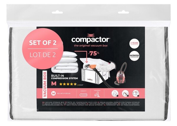 Cutii de depozitare pentru haine 2 buc. din material textil cu vacuum/cu pereți întăriți 42x25x25 cm Life – Compactor