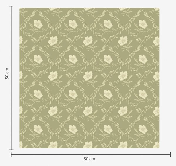 Tapet Spalier de măslin cu flori crem, ornament retro, Tapet flori, a00585 : Uwalls.ro