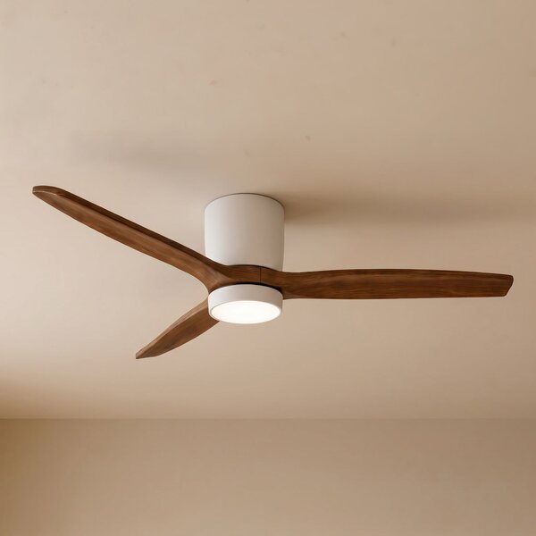 Lucande Ventilator de tavan cu LED-uri Faipari, lemn închis la culoare, DC, 132, Alb, Camera de zi / sufragerie, Lemn, Modern