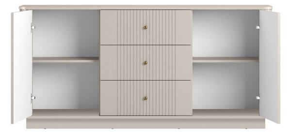 Comodă cu sertare pe soclu Vesper 160 cm - cașmir / mânere aurii
