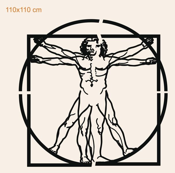 DUBLEZ | Tablou din lemn de Leonardo da Vinci - Omul Vitruvian | Tablou de perete