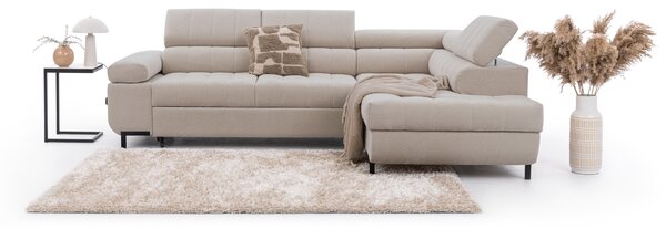 Colțar extensibil Tyrion L cu șezlong dreapta - chenille bej Vibe 08