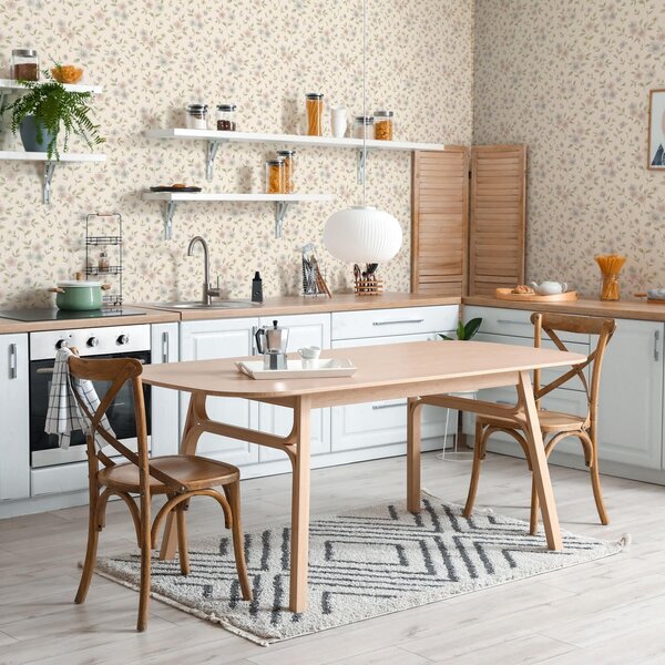 Tapet Flori pastelate de câmp pe fond crem, Tapet flori, a00596 : Uwalls.ro