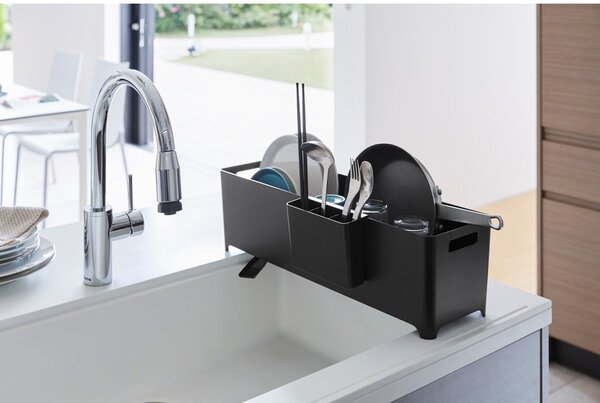 Suport de scurgere vase din silicon Yamazaki Flow, negru