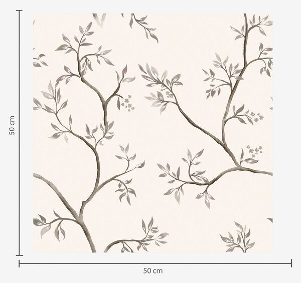 Tapet Ramuri delicate cu frunze pe un fundal crem cald, Tapet flori, a00597v1 : Uwalls.ro