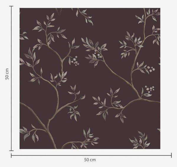 Tapet Ramuri delicate cu frunze pe un fundal bogat de prune, Tapet flori, a00597v2 : Uwalls.ro