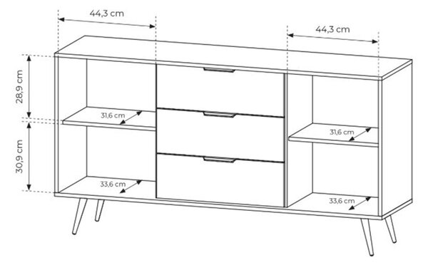 Comodă cu sertare Flaro 153 cm - stejar Dunin
