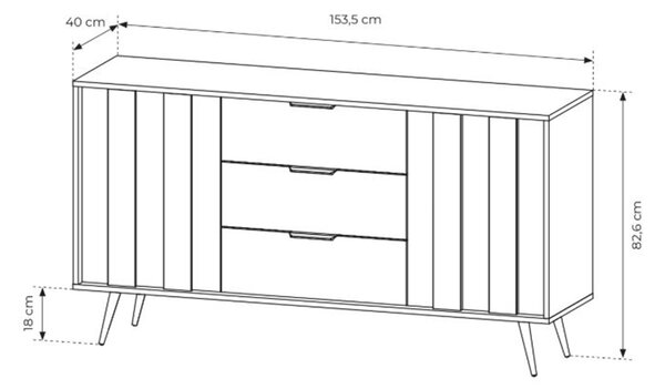 Comodă cu sertare Flaro 153 cm - stejar Dunin