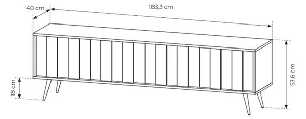 Comodă TV Flaro 184 cm cu iluminare - stejar dunin