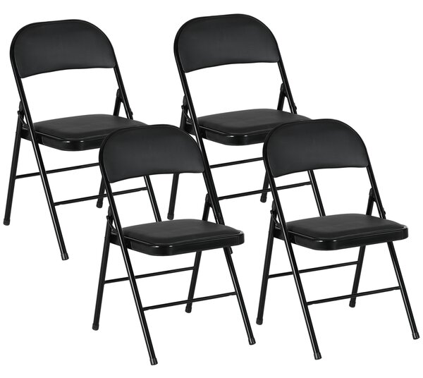 HOMCOM Set de 2 Scaune Pliabile Metalice, Tapițate cu Piele Ecologică PU, pentru Interior, cu Șezut Confortabil și Spătar Deschis | Aosom Romania
