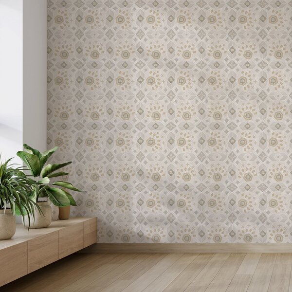 Tapet Model geometric mozaicat în nuanțe calde de bej, Tapet abstract, a00606 : Uwalls.ro