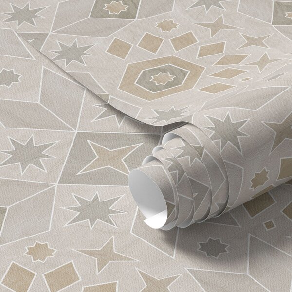 Tapet Model geometric mozaicat în nuanțe calde de bej, Tapet abstract, a00606 : Uwalls.ro