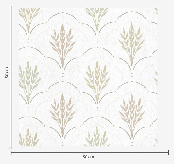 Tapet Grâu într-un ornament arcuit, pasteluri delicate pe fond alb, Tapet flori, a00607v1 : Uwalls.ro