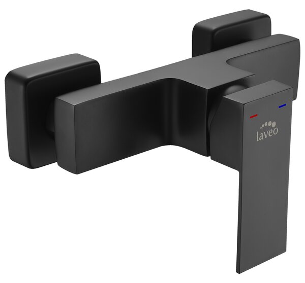 Laveo Kvadrato, baterie duș cu set de duș manual Orca, negru mat, LAV-BLQA740D