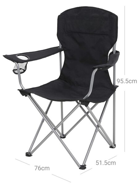 Scaune de camping NOMAD, set 2 buc., negru SongmicsHome