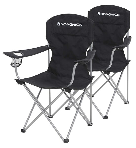 Scaune de camping NOMAD, set 2 buc., negru SongmicsHome