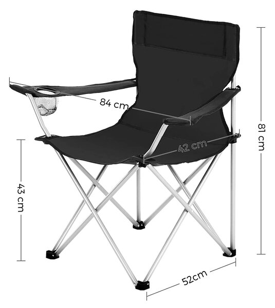 Scaune de camping ROVER, set 2 buc., negru SongmicsHome