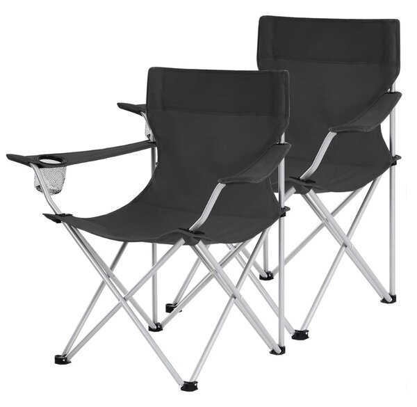 Scaune de camping ROVER, set 2 buc., negru SongmicsHome