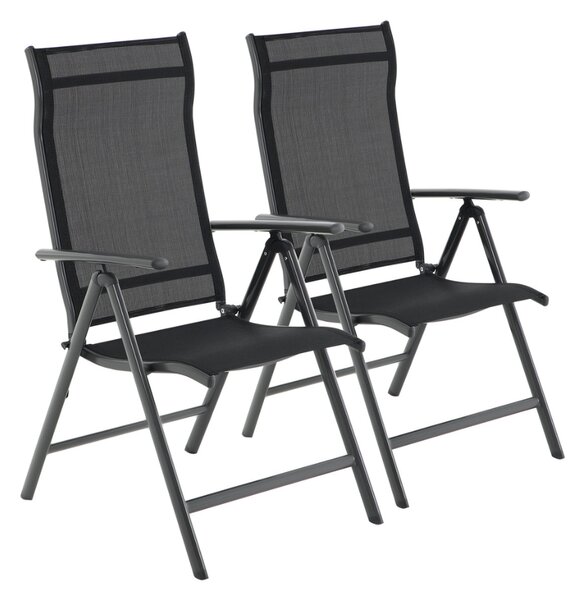 Scaune de grădină RIVIERA, set 2 buc., negru SongmicsHome