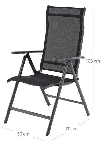 Scaune de grădină RIVIERA, set 2 buc., negru SongmicsHome