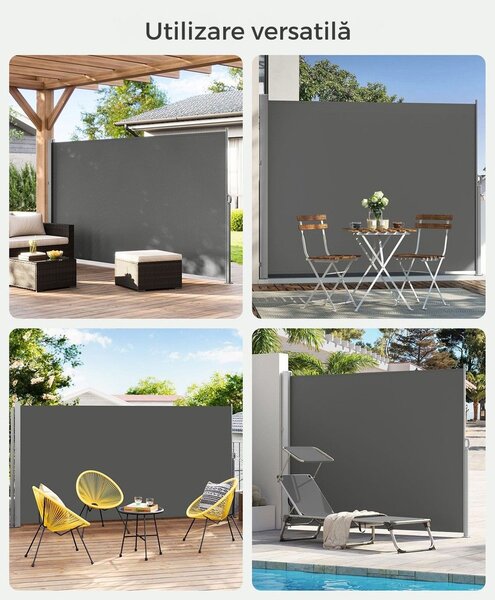 Marchiză laterală HORIZON pentru terasă, 160x300cm, gri SongmicsHome