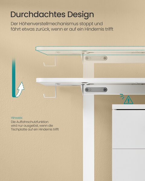 Birou reglabil pe inaltime, Balok, Songmics, Alb, 160x80x120 cm