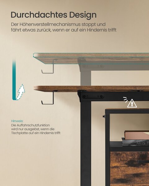 Birou reglabil pe inaltime, Balok, Songmics, Maro, 160x70x120 cm