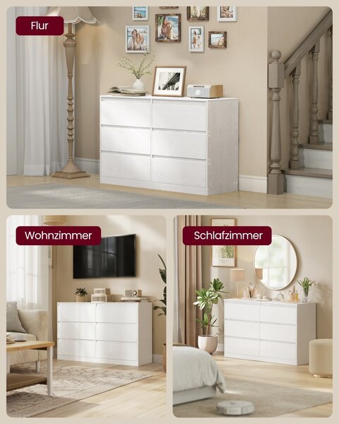 Comoda cu sertare, Kailyn, Vasagle, Alb, 119.4x40x75 cm