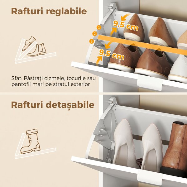HOMCOM dulap pantofi rabatabil | Aosom Romania