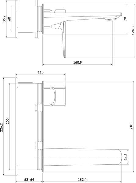 Cersanit Larga baterie lavoar ascuns crom S951-386