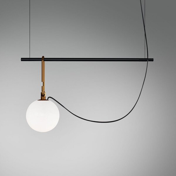 Artemide nh S1 14 suspendată 55 cm glob Ø 14cm, reglabil, Alb, Camera de zi / sufragerie, Sticlă, Design, glob
