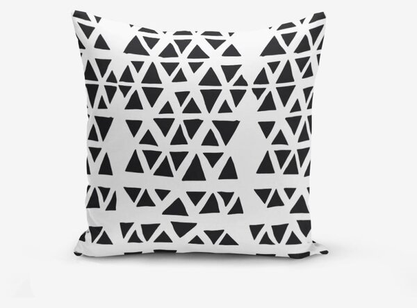 Față de pernă cu amestec din bumbac Minimalist Cushion Covers Black Triangle Modern, 45 x 45 cm