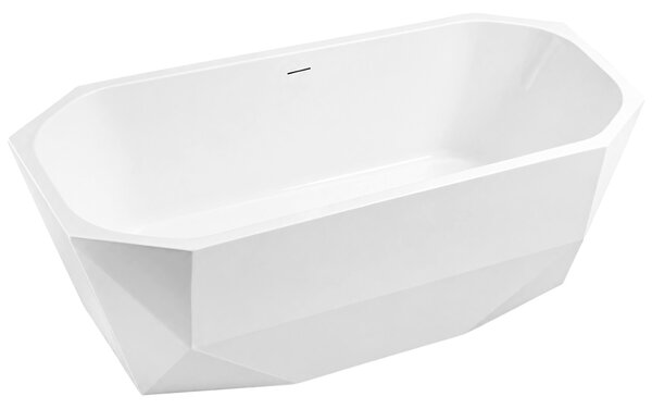 Cadă de baie acrilică independentă Rea Diamanti, 170x58cm, capac de scurgere alb, REA-W1864
